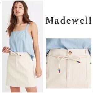 Madewell Capital Women’s 8 Skirt Off White Belted A Line Jean Denim Mini NWOT